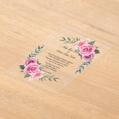 Invitations En Acrylique Élégant Mariage géométrique rose rose (Poser)