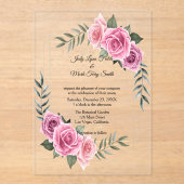 Invitations En Acrylique Élégant Mariage géométrique rose rose (Recto)