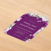Invitations En Acrylique Élégant Mariage géométrique violet rustique (Poser)
