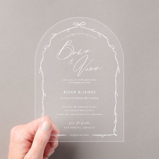 Invitations En Acrylique Elégant Mariage main-tiré Chic Bow & Ruban Arch (In situ (ordinateur de poche))