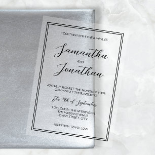 Invitations En Acrylique Élégant Mariage Minimaliste Écriture Calligraphiqu