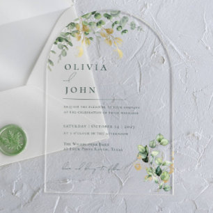 Invitations En Acrylique Élégant Mariage Minimaliste Moderne Eucalyptus