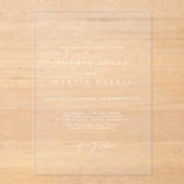 Invitations En Acrylique Élégant Mariage minimaliste transparent (Recto)