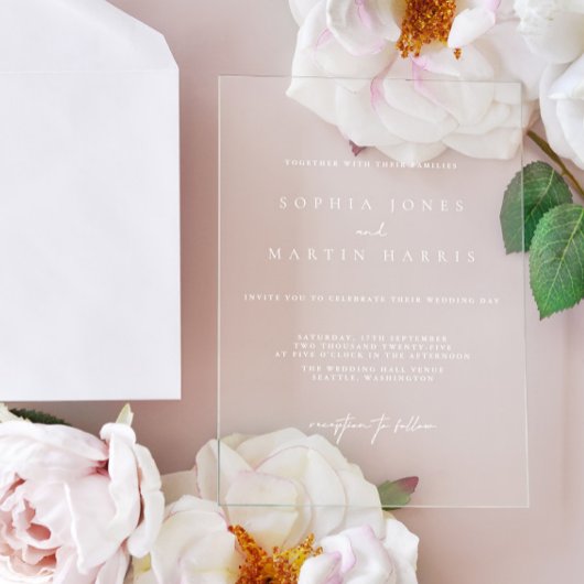 Invitations En Acrylique Élégant Mariage minimaliste transparent