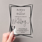 Invitations En Acrylique Élégant Mariage moderne en noir et blanc (In situ (ordinateur de poche))