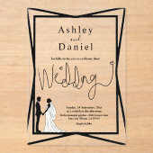 Invitations En Acrylique Élégant Mariage moderne en noir et blanc (Recto)