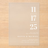 Invitations En Acrylique Élégant Mariage moderne givré (Recto)