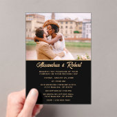 Invitations En Acrylique Elégant Mariage moderne photo or noir (In situ (ordinateur de poche))