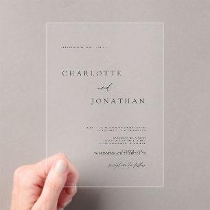Invitations En Acrylique Élégant Mariage moderne simple