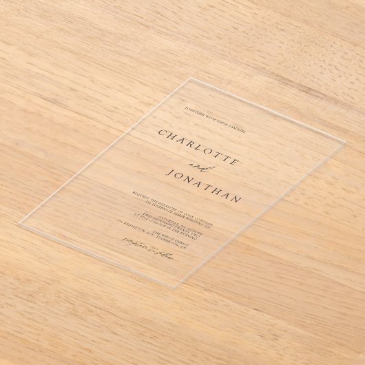 Invitations En Acrylique Élégant Mariage moderne simple (Poser)