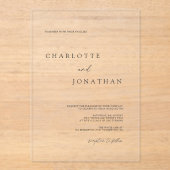 Invitations En Acrylique Élégant Mariage moderne simple (Recto)