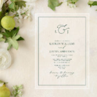Élégant Mariage Monogramme Calligraphié Vert Émera