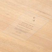 Invitations En Acrylique Élégant Mariage Monogramme moderne (Poser)