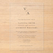 Invitations En Acrylique Élégant Mariage Monogramme moderne (Recto)