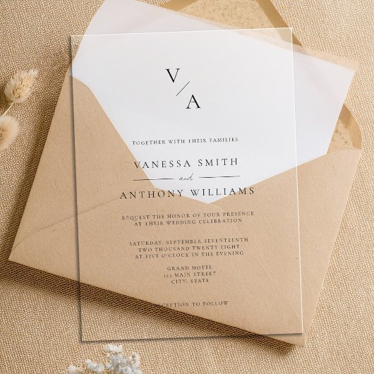 Invitations En Acrylique Élégant Mariage Monogramme moderne