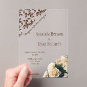 Invitations En Acrylique Élégant Mariage Motif Rose Jaune Roccoco (In situ (ordinateur de poche))