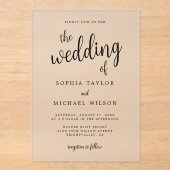 Invitations En Acrylique Élégant Mariage noir (Recto)