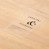 Invitations En Acrylique Élégant Mariage noir et blanc (Poser)