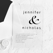 Invitations En Acrylique Élégant Mariage noir et blanc