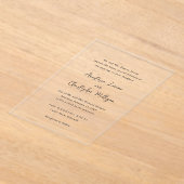 Invitations En Acrylique Élégant Mariage noir et blanc propre (Poser)