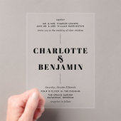 Invitations En Acrylique Élégant Mariage noir moderne (In situ (ordinateur de poche))