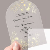 Invitations En Acrylique Élégant Mariage Or