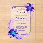 Invitations En Acrylique Élégant Mariage orchidée (Recto)