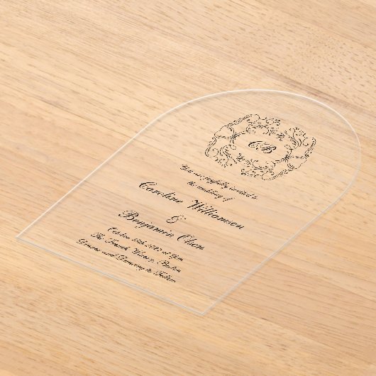 Invitations En Acrylique Elégant Mariage Parisien Orné Transparent Arché (Poser)
