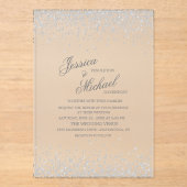 Invitations En Acrylique Élégant Mariage Parties scintillant argent (Recto)