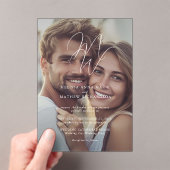 Invitations En Acrylique Élégant Mariage photo de script de monogramme (In situ (ordinateur de poche))