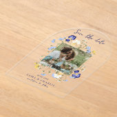 Invitations En Acrylique Élégant Mariage Photo fleur sauvage Enregistrer La (Poser)