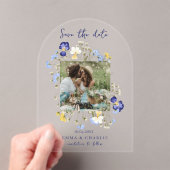 Invitations En Acrylique Élégant Mariage Photo fleur sauvage Enregistrer La (In situ (ordinateur de poche))
