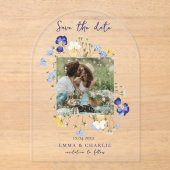 Invitations En Acrylique Élégant Mariage Photo fleur sauvage Enregistrer La (Recto)