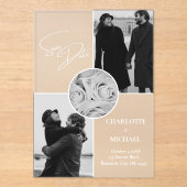 Invitations En Acrylique Élégant Mariage Photo Moderne Enregistrer La Date (Recto)