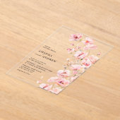 Invitations En Acrylique Élégant Mariage photo moderne rose pâle rose (Poser)