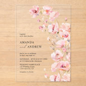 Invitations En Acrylique Élégant Mariage photo moderne rose pâle rose (Recto)