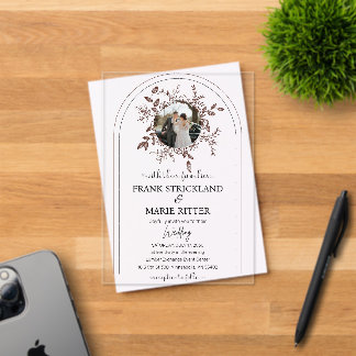 Invitations En Acrylique Élégant Mariage photo personnalisé