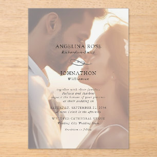 Invitations En Acrylique Élégant Mariage photo romantique moderne