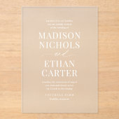 Invitations En Acrylique Élégant Mariage photo simple script (Recto)