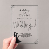 Invitations En Acrylique Élégant Mariage romantique noir et blanc chic (In situ (ordinateur de poche))