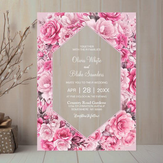 Invitations En Acrylique Élégant Mariage rose