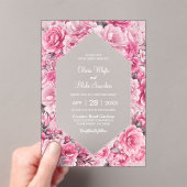 Invitations En Acrylique Élégant Mariage rose (In situ (ordinateur de poche))