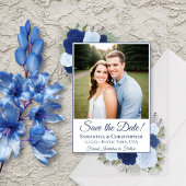 Invitations En Acrylique Elégant mariage Rose bleu Enregistrer la date Phot