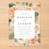 Invitations En Acrylique Élégant Mariage Rose Peach (Recto)