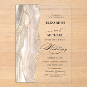 Invitations En Acrylique Élégant Mariage Script Pailleté Perle (Recto)