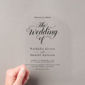 Invitations En Acrylique Élégant Mariage Simple Noir et Blanc Script (In situ (ordinateur de poche))