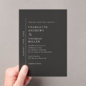 Invitations En Acrylique Élégant Mariage tendance gris foncé (In situ (ordinateur de poche))