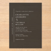 Invitations En Acrylique Élégant Mariage tendance gris foncé (Recto)