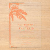 Invitations En Acrylique Élégant Mariage Tropical Palm Tree (Recto)
