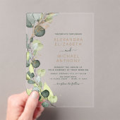 Invitations En Acrylique Élégant Mariage vert émeraude Eucalyptus Vert (In situ (ordinateur de poche))